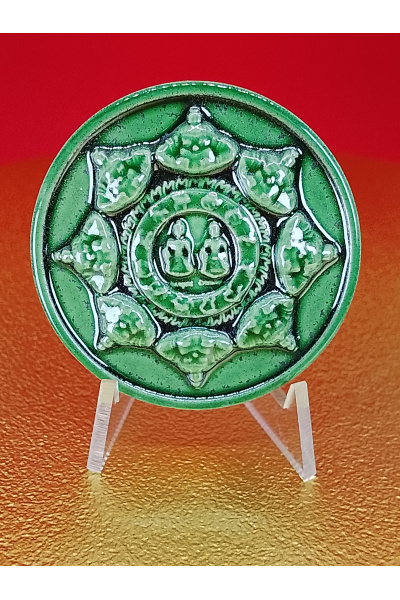 (3 cm. size) Jatukam Ramathep “Money Flowing In” Edition – Terracotta Glazed Amulet – Wat Phra Mahathat, Nakhon Si Thammarat – Wealth &amp; Business Prosperity No.178