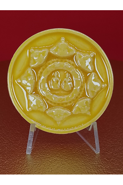(3 cm. size) Jatukam Ramathep “Money Flowing In” Edition – Terracotta Glazed Amulet – Wat Phra Mahathat, Nakhon Si Thammarat – Wealth &amp; Business Prosperity No.1796