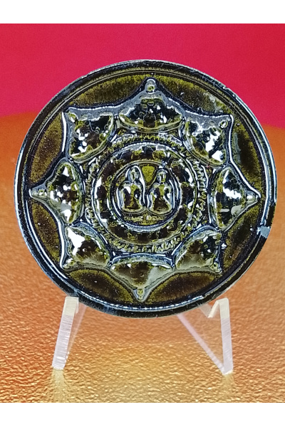 (3 cm. size) Jatukam Ramathep “Money Flowing In” Edition – Terracotta Glazed Amulet – Wat Phra Mahathat, Nakhon Si Thammarat – Wealth &amp; Business Prosperity No.180