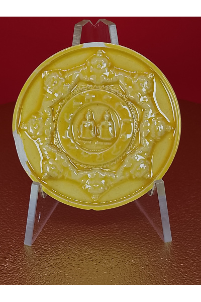 (4 cm. size) (4 cm. size) Jatukam Ramathep “Money Flowing In” Edition – Terracotta Glazed Amulet – Wat Phra Mahathat, Nakhon Si Thammarat – Wealth &amp; Business Prosperity No.188